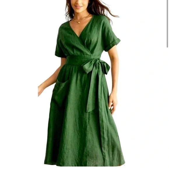 Grae Cove | Dresses | Grae Cove 0 Linen Wrap Dress | Poshmark